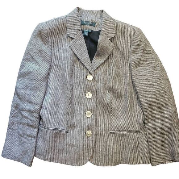Ralph Lauren Jackets & Blazers - Lauren Ralph Lauren Jacket Women's 10 Petite  Black White Zigzag Linen Woven